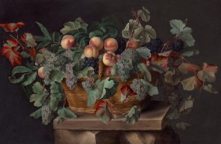Still Life with a Basket of Peaches and Grapes (1636), by Louise MoillonThe Art Vault 🎨