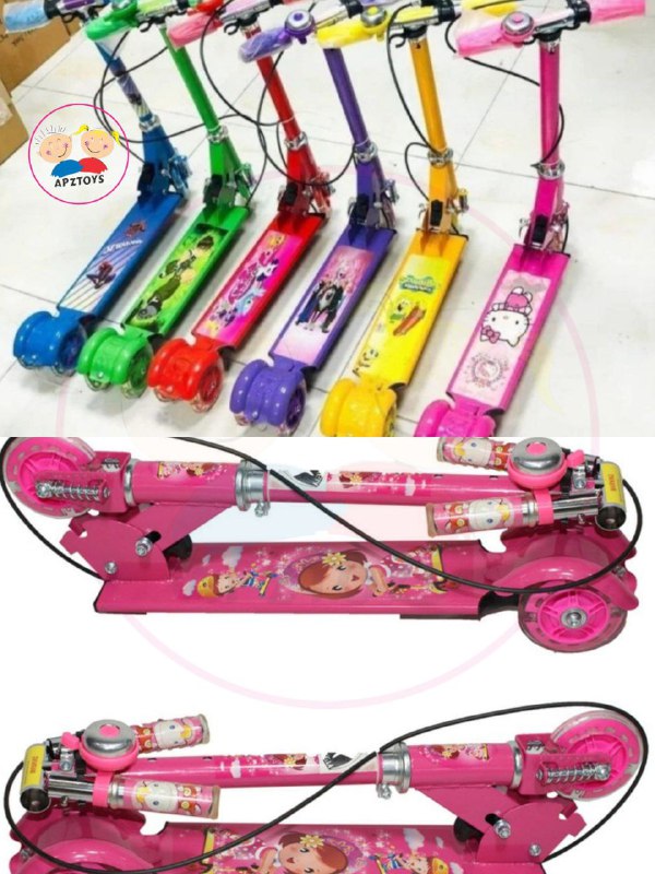 APZ TOYS: اسکوتر سه چرخ کف یک تیکه ترمز دار زنگ دار چراغدار1001 خارجی ******** 🎉🎉 با قیمت استثنایی🎉🎉