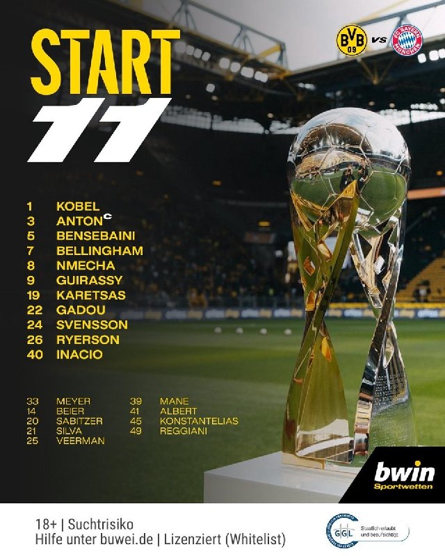 ورزش سه ✔: 🇩🇪🇩🇪 ترکیب بایرن مونیخ و دورتموند سوپرکاپ آلمان🏟سیگنال ایدونا پارک استادیوم⏰ 22:00🆔@varzesh3