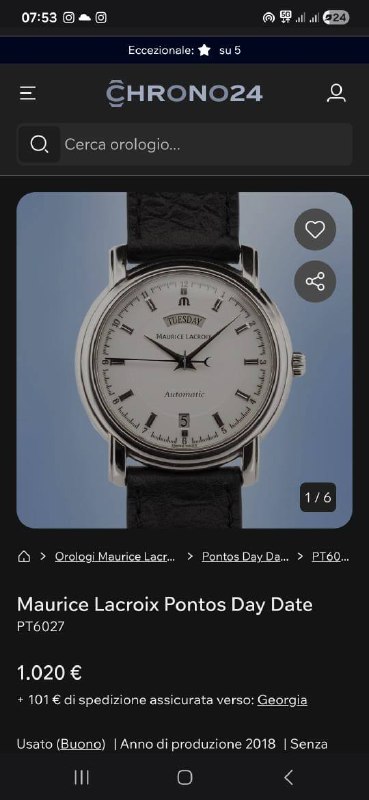Продаю оригинальные швейцарские часы Maurice Lacroix Pontos Day Date PT6027. — фото 1
