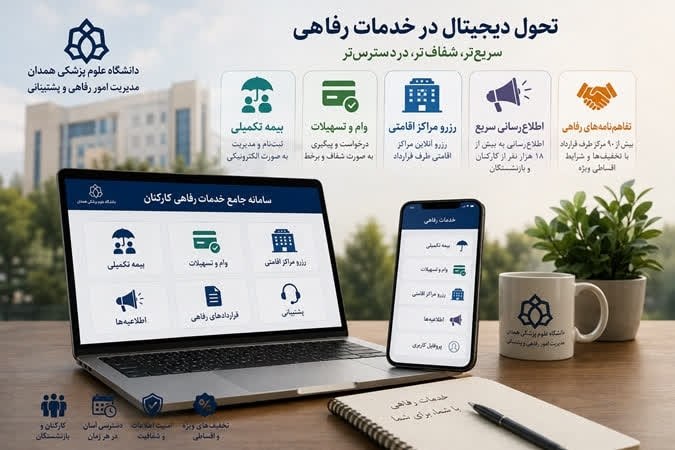 دانشگاه علوم پزشکی همدان: 🔖 تحول دیجیتال در خدمات رفاهی کارکنان دانشگاه علوم پزشکی همدان◀️مدیر امور رفاهی و پشتیبانی دانشگاه علوم پزشکی همدان از ت