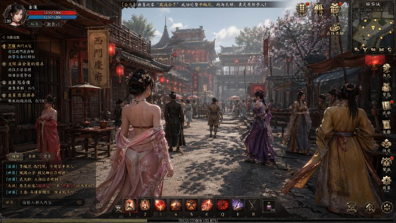 我去！OpenAI 新模型这尺度有点大呀！提示词：帮我生成一个以《金瓶梅》为主题的古代 ARPG MMO 开放世界游戏的截图