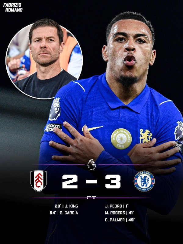 ⚽اخبار داغ فوتبالی🔴🔵: هفته اول لیگ جزیره فولام 2 _ چلسی 3 🔵 برتری شاگردان آلونسو مقابل شاگردان آربلوا! چلسی برنده بازی پایانی هفته نخست پرمیرل