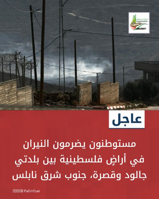 مستوطنون يحرقون أراضي فلسطينية جنوب شرق نابلس