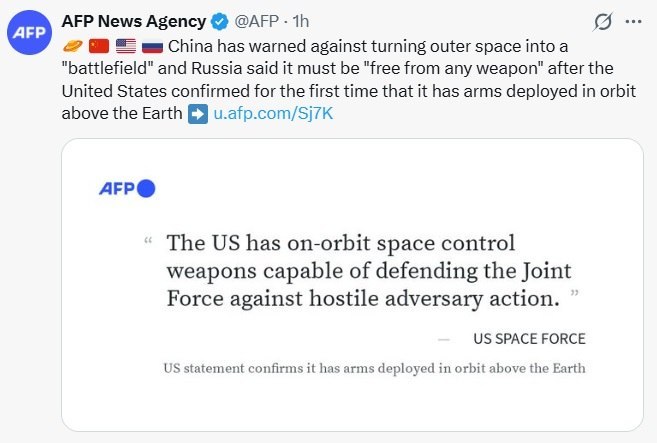 🔺🔻 Space warning from China and Russia to America