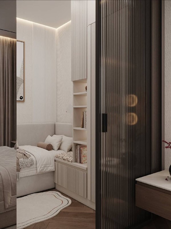 Спальня и небольшая зона для ребенка в однокомнатной квартире. Дизайнер - Айгуль Калимуллин - изображение 8 - спальня, небольшая, зона