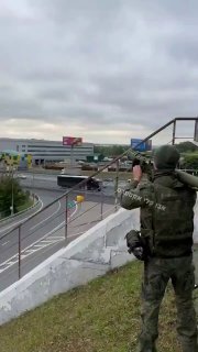 And meanwhile in Russia... as if taken from a movie or a scene in GTA, a Russian soldier launches an Igla type shoulder-fired missile over a highway and manages to intercept a Ukrainian UAV before it hits an oil refinery.