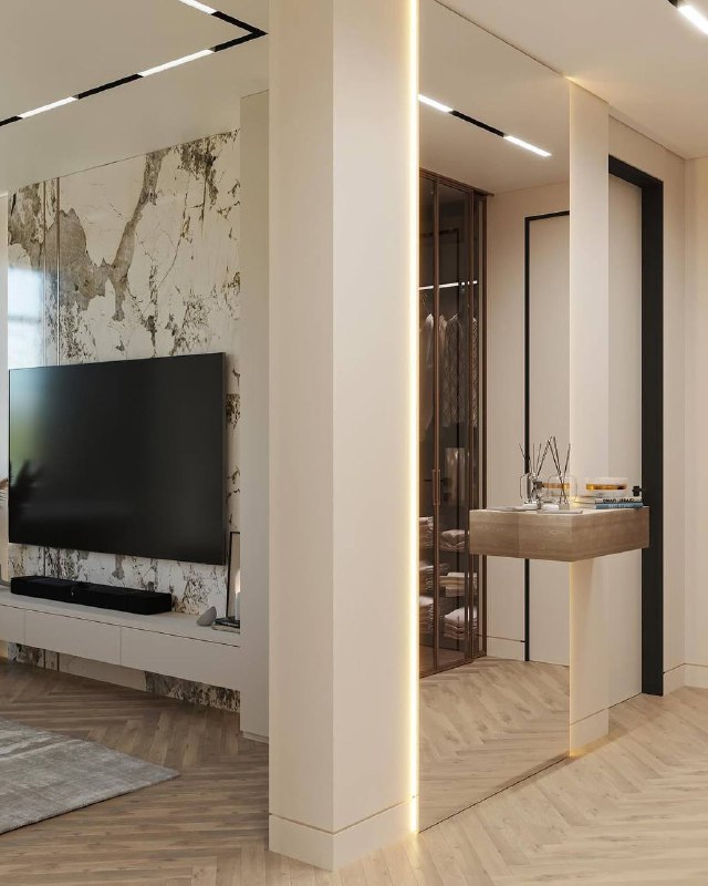 Прихожая и кухня-гостиная с одного проекта в шикарной цветовой гамме. Дизайнер - Ксения Костарная - изображение 10 - прихожая, кухня, гостиная