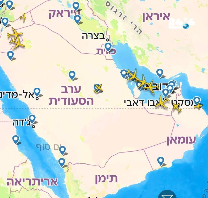 🇮🇱 תנועה ערה של מתדלקים מעל המפרץ הפרסי, בנוסף ל4 מתדלקים שיצאו מישראל לאיזור, 2 מהם כיבו משדר.