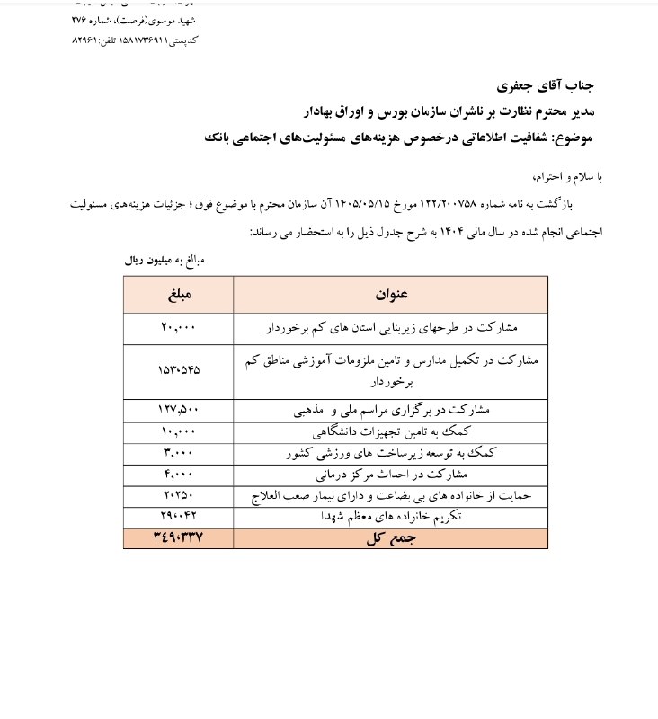 توییتر_بورس: وبملت هم گزارش مسئولیت اجتماعی رو ارائه کرد.@twitter_bourseوبملت هم گزارش مسئولیت اجتماعی رو ارائه کرد.@twitter_bourse