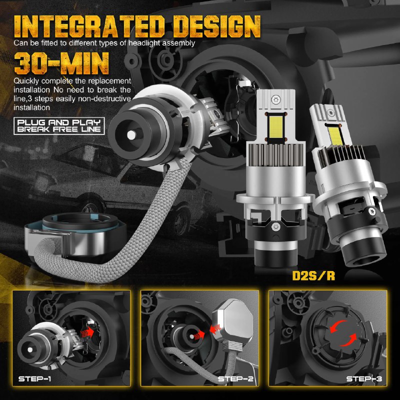 D2S D2R D4S D4R Светодиодные фары 1:1 Замена Оригинальный HID D4S D4R 6000K Plug and Play LED 12 В 2 3