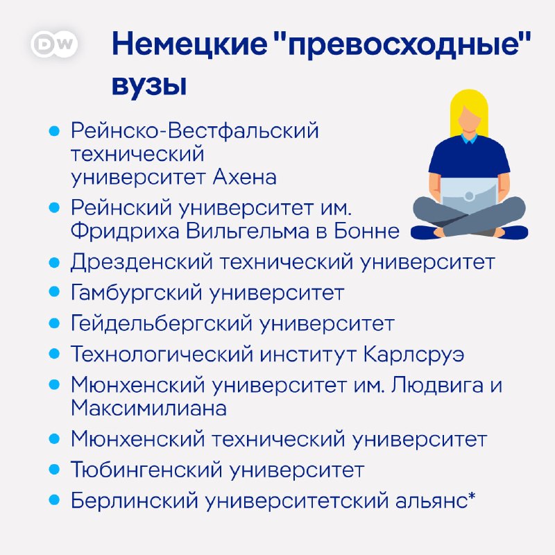 Если хотите поступать в немецкий университет - присмотритесь к нашему списку. Этим немецким вузам дали звание "превосходных" за проведение особо важных исследований. Теперь университеты будут получать дополнительное финансирование в течение 7 лет. В общей 