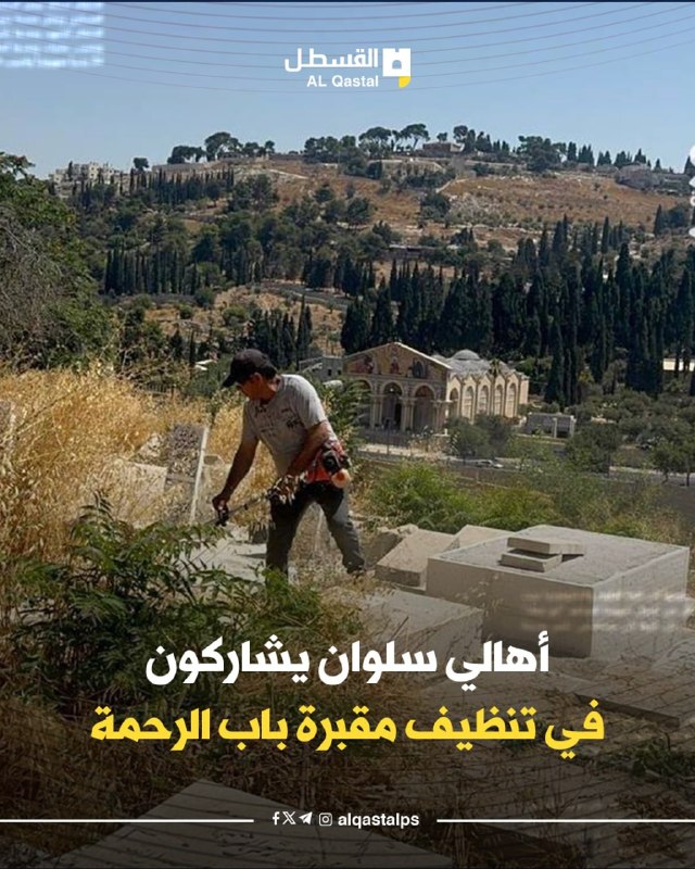 أهالي سلوان ينظّفون مقبرة باب الرحمة بالأقصى