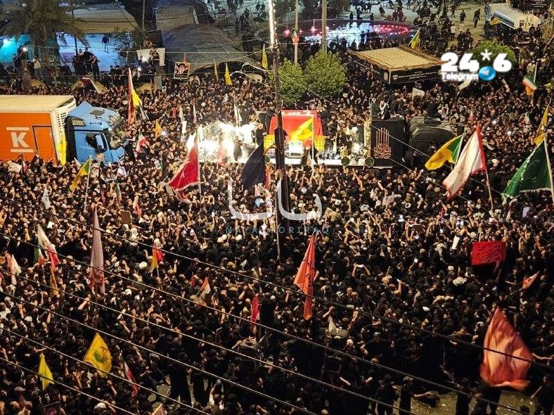 🇮🇱 בעיראק נמשכים אירועי הלווייתו של עלי ח'אמנאי עם אלפי בני אדם שמלווים את ארונו בעיר כרבלאא.