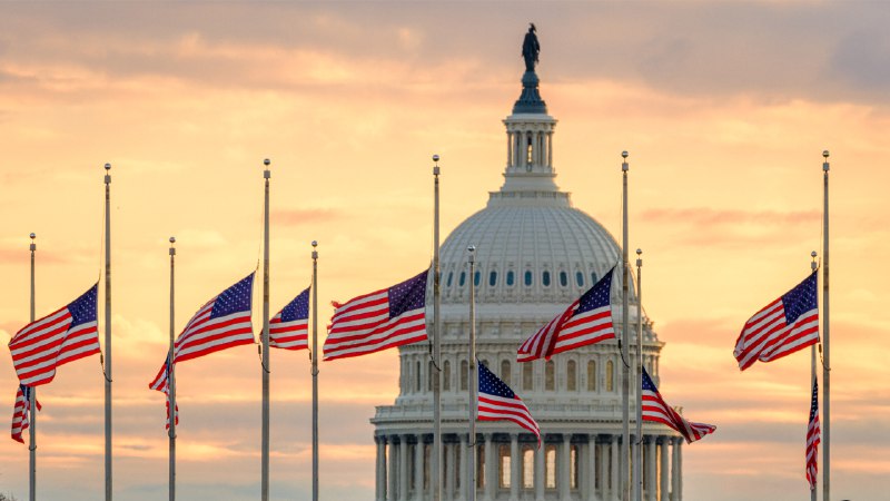 Honoring Jimmy CarterThe US Capitol dome with flags flying at half-staff in honor of former President Jimmy Carter, Washington, DC (© J. David Ake/Getty Images)