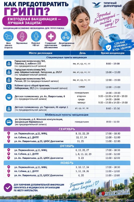 В Долгопрудном стартовала вакцинация от гриппа.