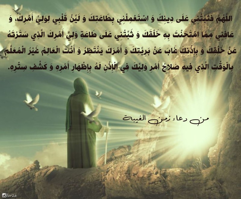مهدي آل البيت ع: ﷽- اللَّهُمَّ فَثَبِّتْنِي عَلَى دِينِكَ وَ اسْتَعْمِلْنِي بِطَاعَتِكَ وَ لَيِّنْ قَلْبِي لِوَلِيِّ أَمْرِكَ، وَ عَافِنِ