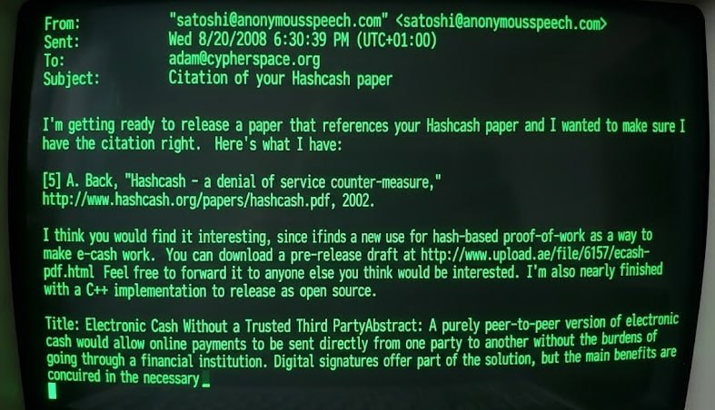 The Crypto Ledger: HISTORY: 🟠 18 years ago today, Satoshi reached out to Adam Back to let him know Hashcash would be cited in the Bitcoin w