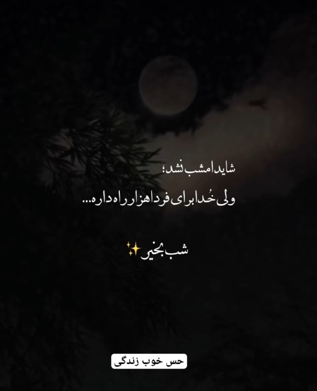 حس خوب زندگی 😊: شاید امشب نشد ؛ولی خدا برای فردا هزار راه داره ...#شب_بخیر🌟┄┅┄┅✶❤✶┄┅┄ Join👇🏻 @good_sense_of_life#کانال_حس_خوب_زندگی👑