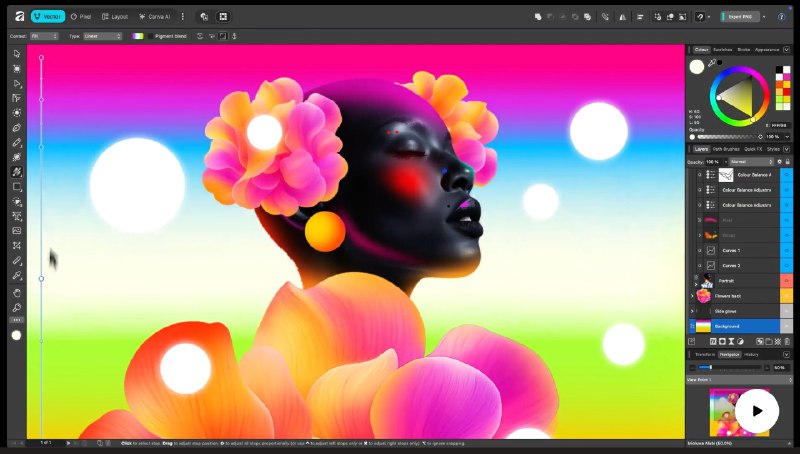 老牌图像编辑工具 Affinity 被 Canva 收购之后推出了全新的版本，而且完全免费！这次他们还将矢量编辑、图像编辑和排版三个软件整合为了一个，启动的时候选择模式就行如果日常只有简单的图片编辑需求，不依赖 PS 的话可以下一个试试如果你有 Canva 会员的话，还能在里面用所有 Canva 的 AI 功能#ai创造营##ai画图#