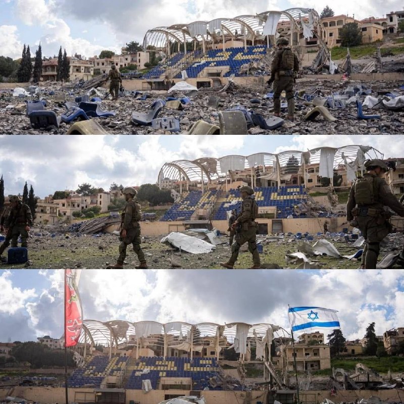 צבא הכיבוש מפרסם סצנות מאצטדיון בינת ג'בייל, מתפאר בפעולות ההפצצה, ההרס והדחפור
