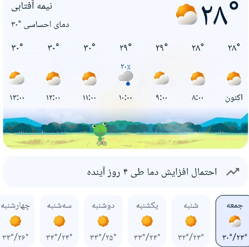 اینجا هادیشهر: 🌦 وضعیت آب و هوای امروز هادیشهر و پیش بینی ۵روز آینده 🍉 اینجا هادیشهر؛مرجعرسمیخبریهادیشهر👇🌾 @Inja_Hadishahr