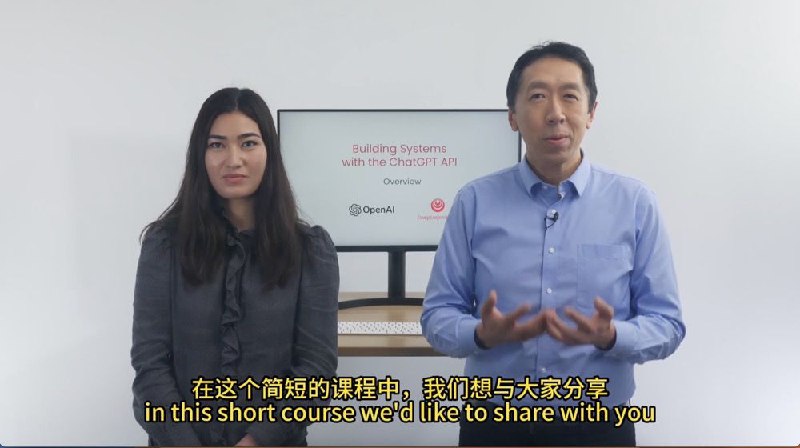 吴恩达和OpenAI合作的新的“使用ChatGPT API构建系统”的课程的全部课程《大语言模型、ChatGPT API格式和Token介绍》（中英文字幕）1-11课全部都翻译好了，搞了好几个小时链接: 