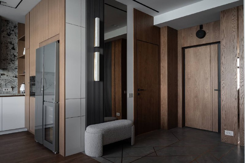 Реализованная кухня-гостиная с прихожей площадью 54,3 м . Проект был реализован хозяевами самостоятельно с вниманием к деталям и следованием первон... - изображение 10 - гостиная, выразительным, реализованная