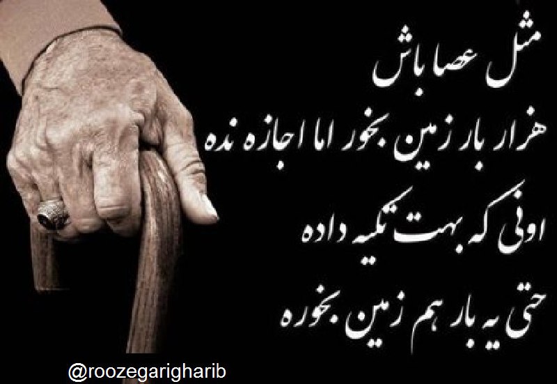 🌹روزگاری غریب🌹: پیرمردی می‌گفت:عصا روزی هزاران بار به زمین می خورد تا مانع از زمین خوردن کسی شود که به او تکیه داده است.بیایید گاهی عصای