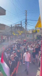 הלווייתו של ההרוג חאלד חוסיין אלאמין במחנה בורג' אלשאמאלי, שקם במהלך השתתפותו בהתמודדות עם התוקפנות נגד דרו…