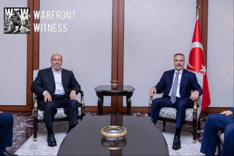 ️🇹🇷🇵🇸 שר החוץ הטורקי, האקן פידן, נפגש עם משלחת חמאס בראשות ראש הלשכה המדינית של חמאס, חליל אל-חיה, באנקרה.