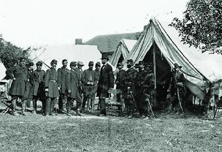 Lincoln among soldiers on a Civil War battlefield. United States, 1862.Time Machine | Historical Photo