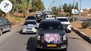 🇮🇱 Also in Syria we commemorated the October 7th massacre: the residents of the Druze Mountains held a procession today in the streets of the city of Sweida as a sign of solidarity with the victims of the October 7th massacre, during which they hung the pictures of the spiritual leader of the Druze community in Israel, Sheikh Mufak Trif, and of Prime Minister Binyamin Netanyahu, alongside D.