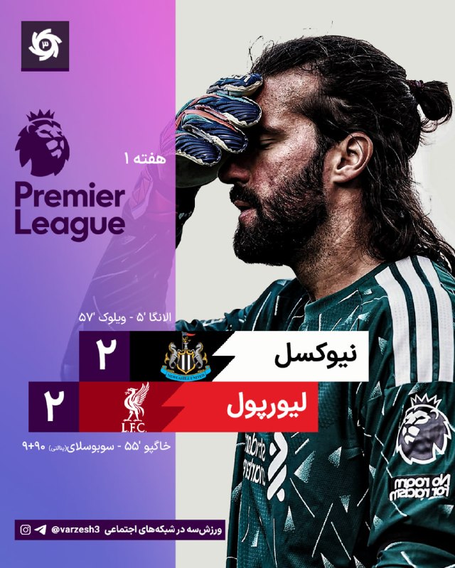 خبر ورزشی: فرار ثانیه آخری لیورپول از شکست برابر نیوکسل با پنالتی سوبوسلای✔️به جمع ما بپیوندید🇮🇷 @khabare_varzeshi