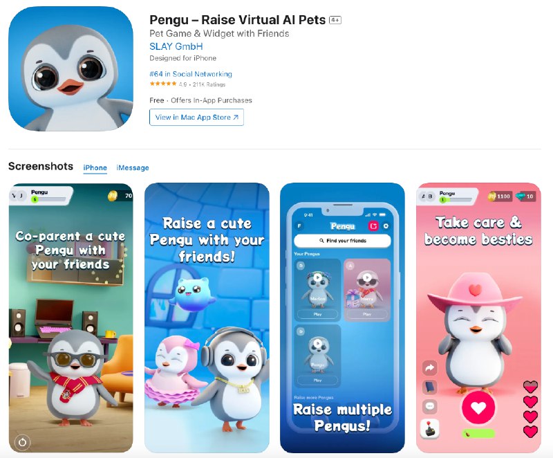 腾讯参与投资了一家德国的AI陪伴公司：Born他们的产品叫Pengu对，看这个名字就知道，这是一个企鹅形象的AI陪伴产品……