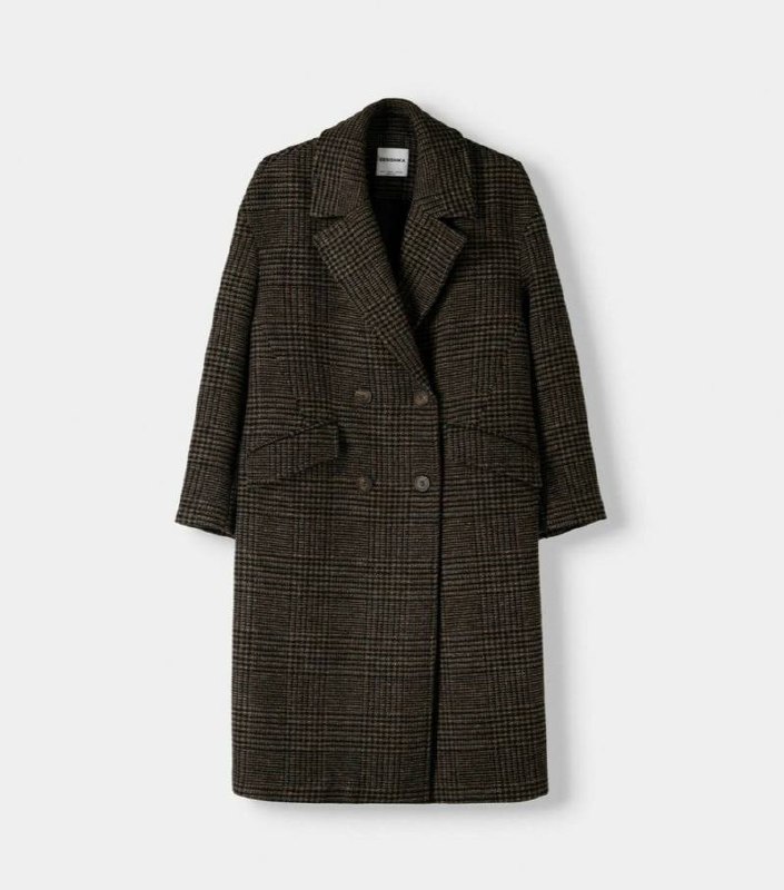 BERSHKA Пальто в клетку (шерстяной бленд) — фото 1