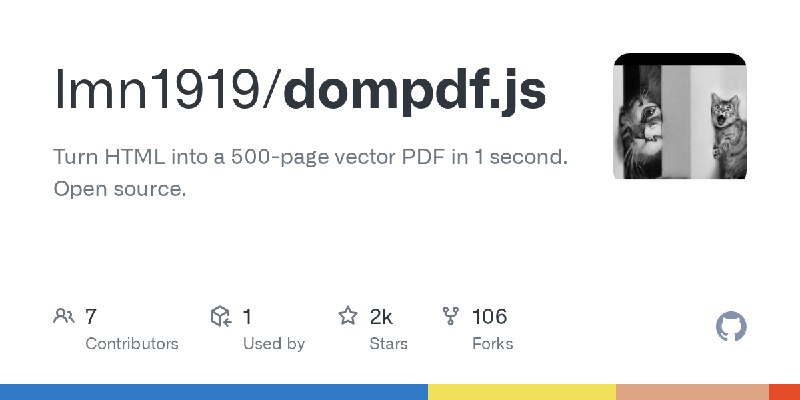 GitHub - lmn1919/dompdf.js: Turn HTML into a 500-page vector PDF in 1 second. Open source.