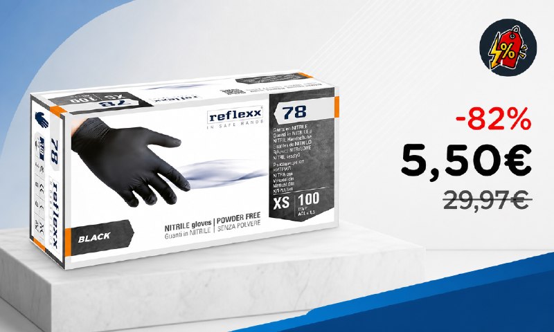 Guanti Nitrile Neri Reflexx R78: Sconto del 82% a soli 5,50€!
