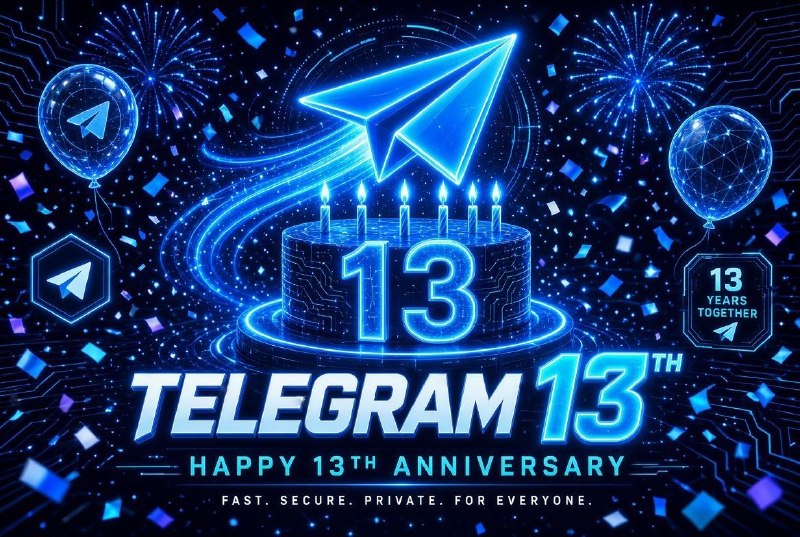 📚 عجایب جهان 📚: امروز ۱۴ آگوست ۲۰۲۶، تلگرام ۱۳ ساله شد.13 سال از شروع کار Telegram میگذره؛ مسنجری که تو این سال ها از یه پیام رسان ساده،