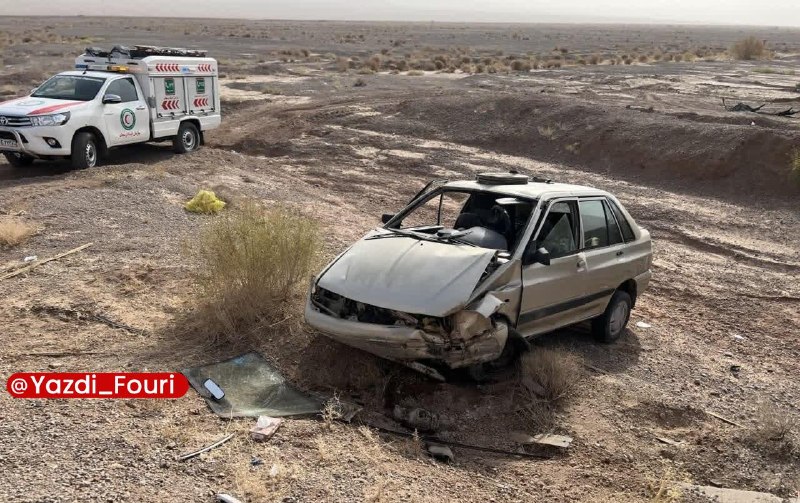 یزد فوری: واژگونی خودروی سواری پراید در محور انار به مهریز🔹رئیس جمعیت هلالاحمر شهرستان مهریز از واژگونی یک دستگاه خودروی سواری پر