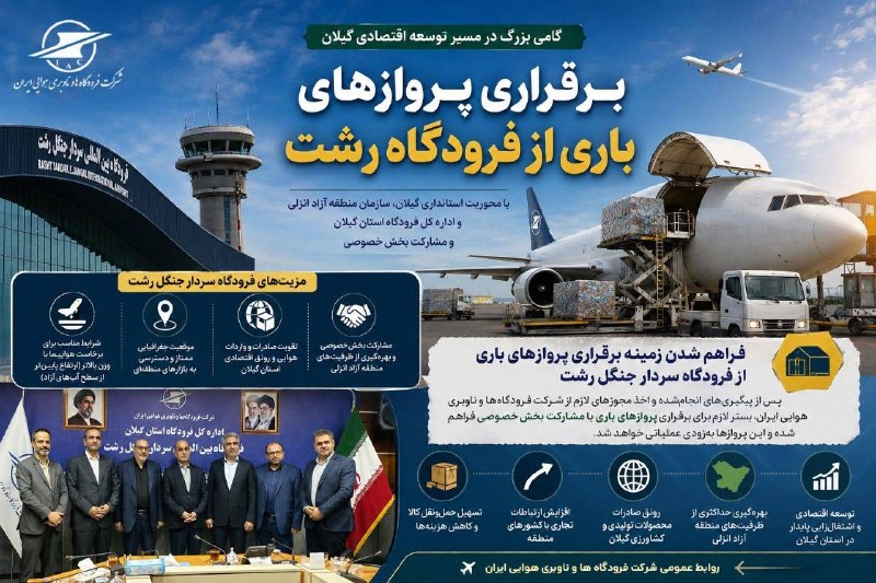 اخبار فرودگاهها: #عکس_نوشت برقراری پروازهای باری از فرودگاه سردار جنگل رشت🔹مزیتهای فرودگاه رشت:🔸مشارکت بخش خصوصی و بهرهگیری از ظرفیتها