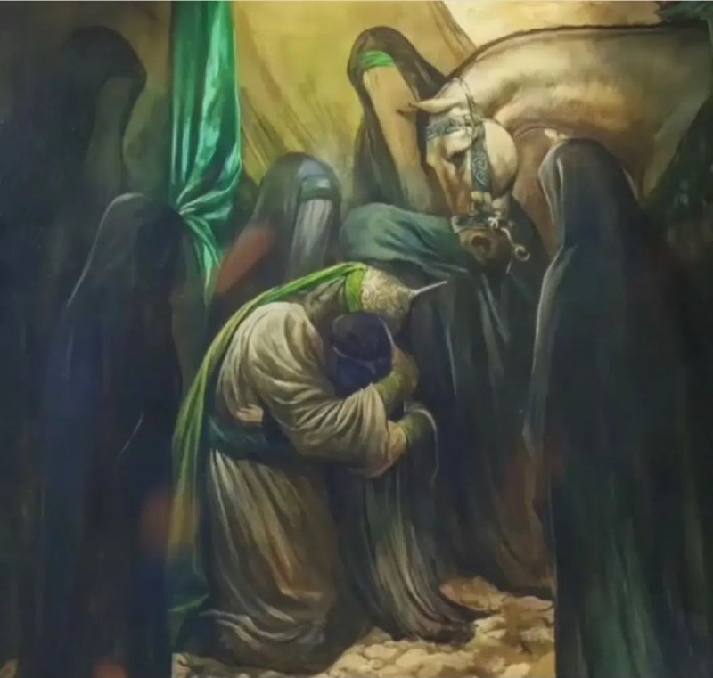 میگون قصر بهشت: #وداع_با_سکینه‌‎زمانی که یاران امام حسين (ع) به شهادت رسيدند، حضرت براي خداحافظی با اهل بیت خود آمد و فرمود‌‎:‌‎اي سكينه