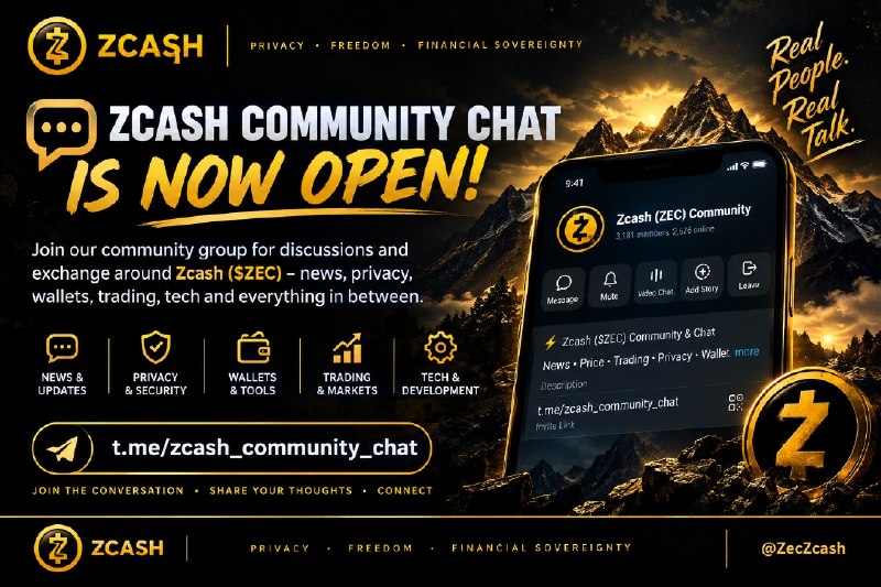 ZCASH COMMUNITY CHAT IS NOW OPEN! ⚡
