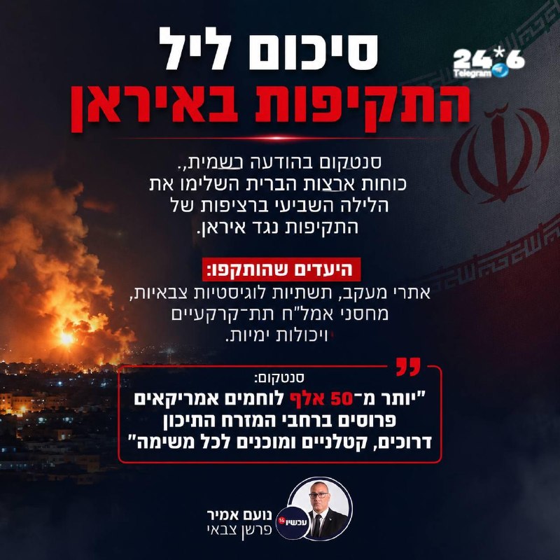🇮🇱 לילה שביעי ברציפות של תקיפות על תשתיות איראניות.