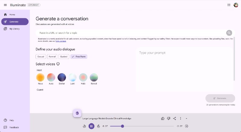 谷歌把NotebookLM里面的播客生成单独拿出来做了一个应用 Illuminate