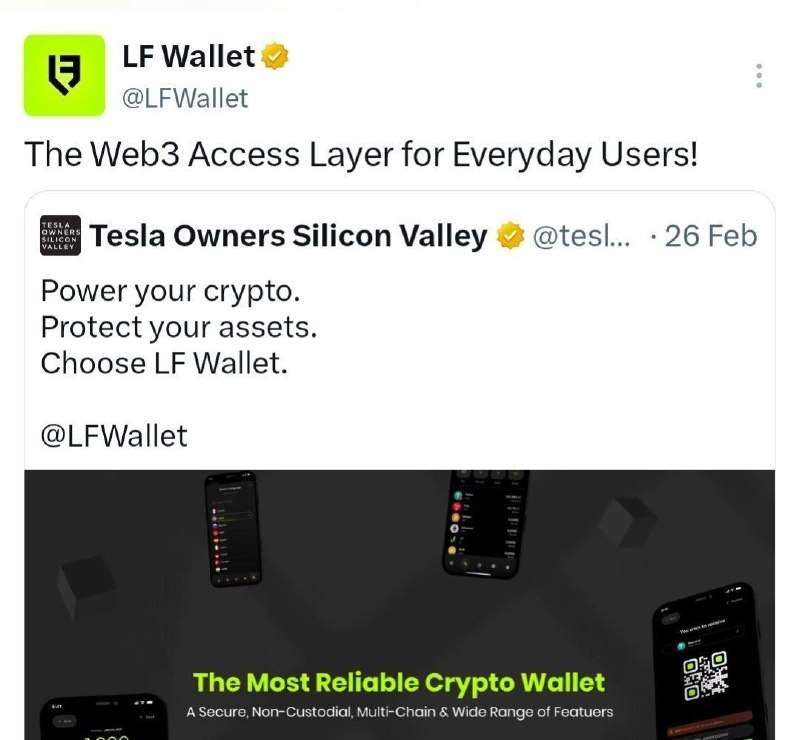 IRAN Airdrop: ✅ ایردراپ ولت #LF توسط Tesla Sillicon Valley🎁 پاداش توکنLWT⭐️ اعتبار ۵ از ۵ ⭐️⭐️⭐️⭐️⭐️✅ توسط ایلان ماسک هم فالو شده و مع