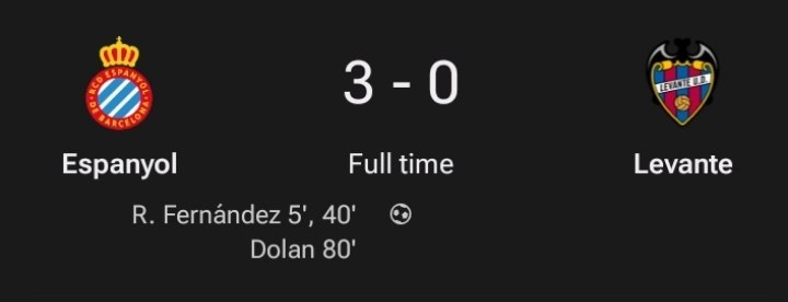 فوتبال اروپا | چمپیونزلیگ: 🇪🇸 پایان بازی - هفته اول لالیگا:[⚽️] اسپانیول 3️⃣ – 0️⃣ لوانته [⚽️]⚽️روبرتو فرناندز ×2⚽️ دولان#hr @irUCL