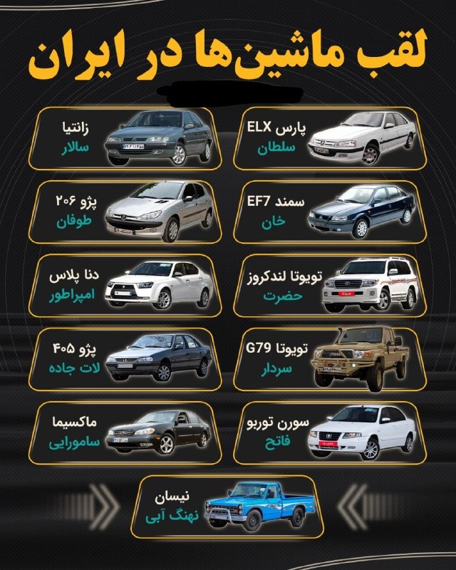 رادیو اقتصاد💯: 🔻لقب ماشین‌ها در ایران@radioegtesad