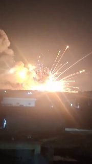 Strong explosions at a weapons depot of the Syrian army near al-Ais, south of Aleppo, injured at least four people early Monday.