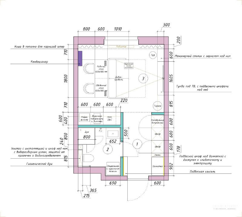Квартира-студия 23,7 м Дизайн - Антон Волков до_30м Дизайн и ремонт - изображение 10 - дизайн, квартира, студия